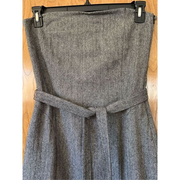 Mango Strapless Wool Blend Mini Herringbone Print Dress Gray Size 6‎ - Picture 10 of 12